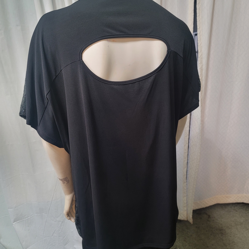 Avenue Black Sequin Blouse With Cutout Back - Picture 10 of 14